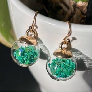 Teal Wishing Ball Earrings